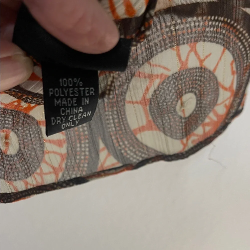 Cejon Sheer Scarf with Orange and Brown Accents